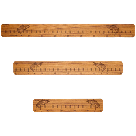 Laser-Engraved Teak Fish Ruler, Wahoo (50cm, 80cm, 100cm)