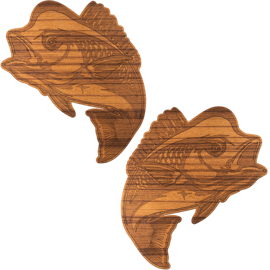 Laser-Engraved Teak Fish Sticker/Decal, Snapper